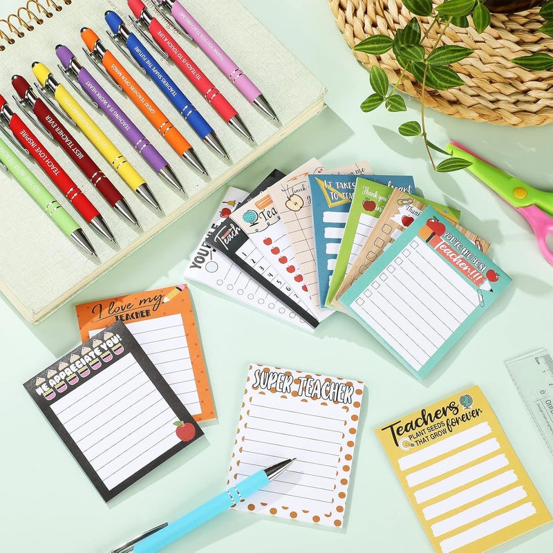 Geyee 24 Pcs Teacher Sticky Notes with Funny Pens 3 x 4 Inch to Do List Notepads with Sayings Pen for Valentines Coworkers Nurse Teacher Employee Office Staff Work Team Appreciation Gifts - Image 4